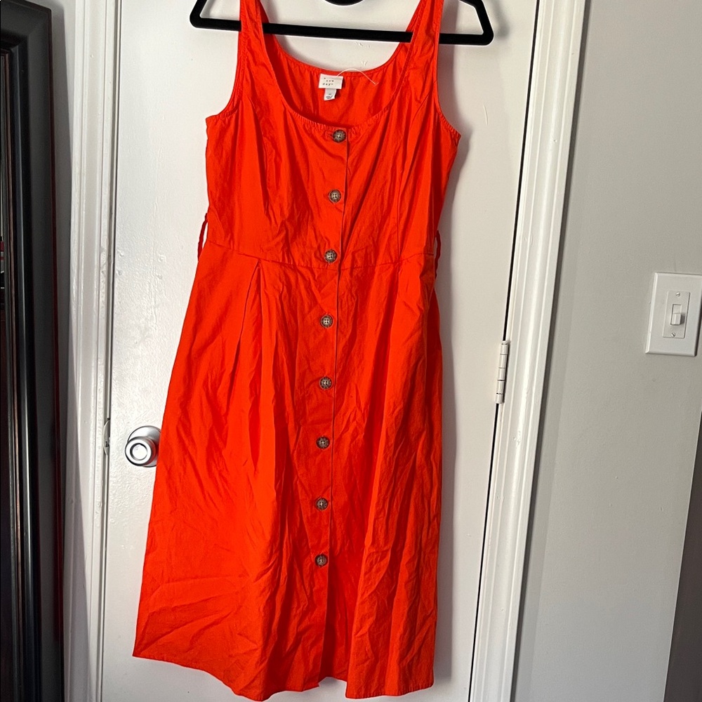 a new day Vibrant Orange Midi Dress